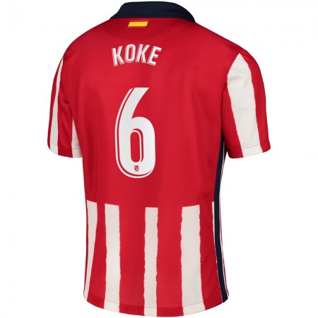 Koszulka Atlético Madryt Koke 6 Domowe Koszulki Piłkarskie 2020-2021 Krótki Rękaw